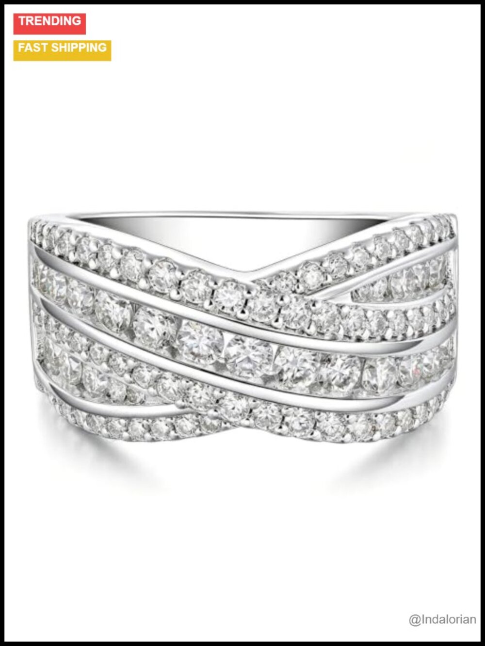 Sterling Silver Moissanite Wedding Band Anniversary Ring for Women